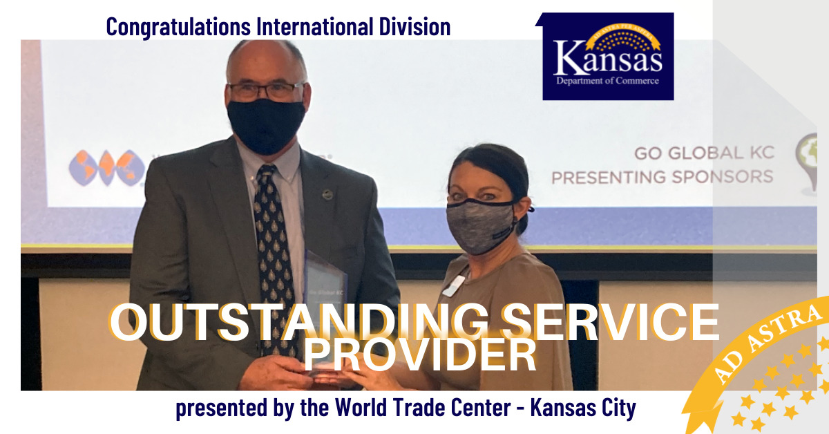 Governor Laura Kelly Congratulates International Division at Kansas Department of Commerce on Receiving Outstanding Service Award